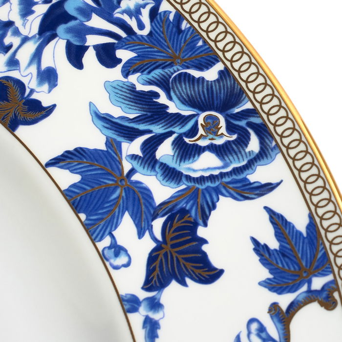 Wedgwood Plato Llano Floral Hibiscus 27 cm (4 Unidades) con Franjas de Oro de 22 Quilates